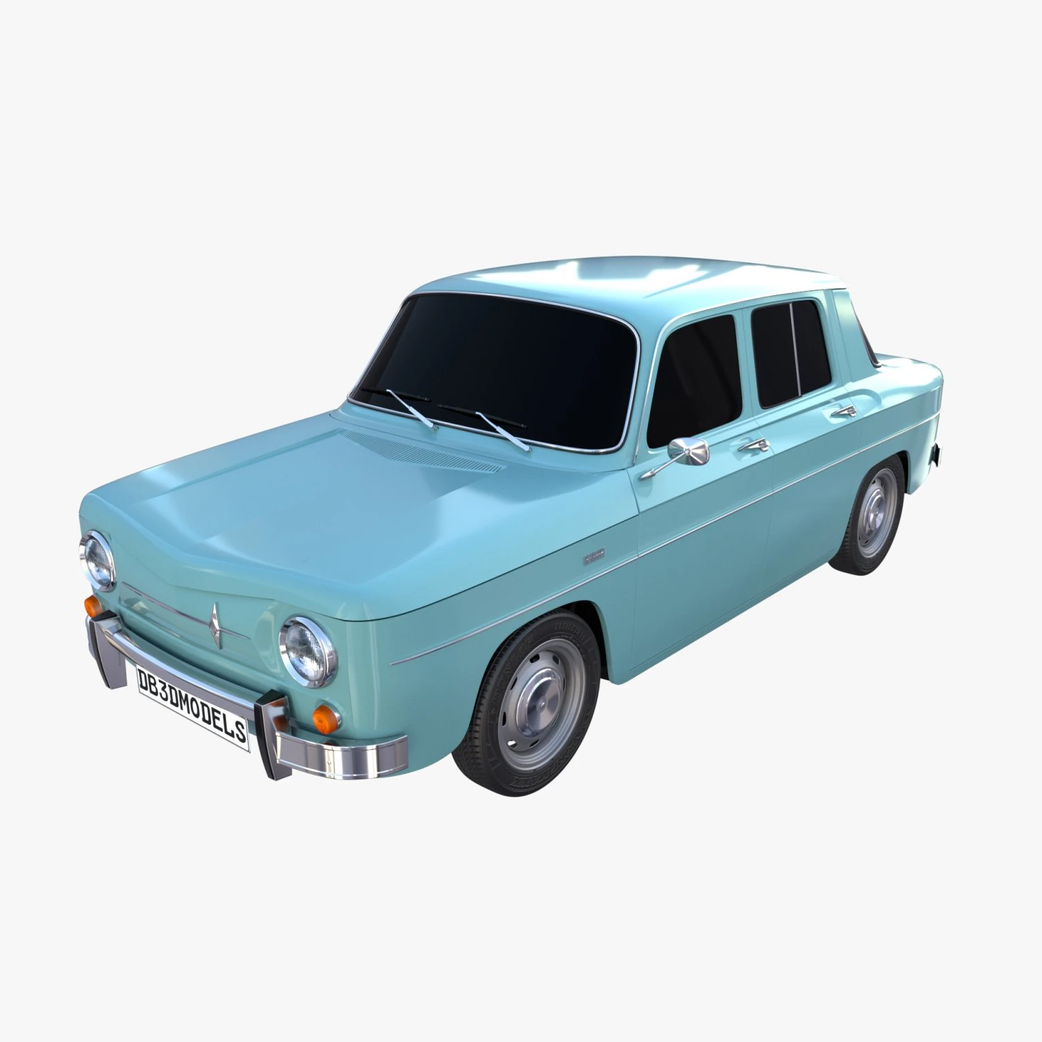 renault 8 light blue 3D Model .c4d .max .obj .3ds .fbx .stl .blend 