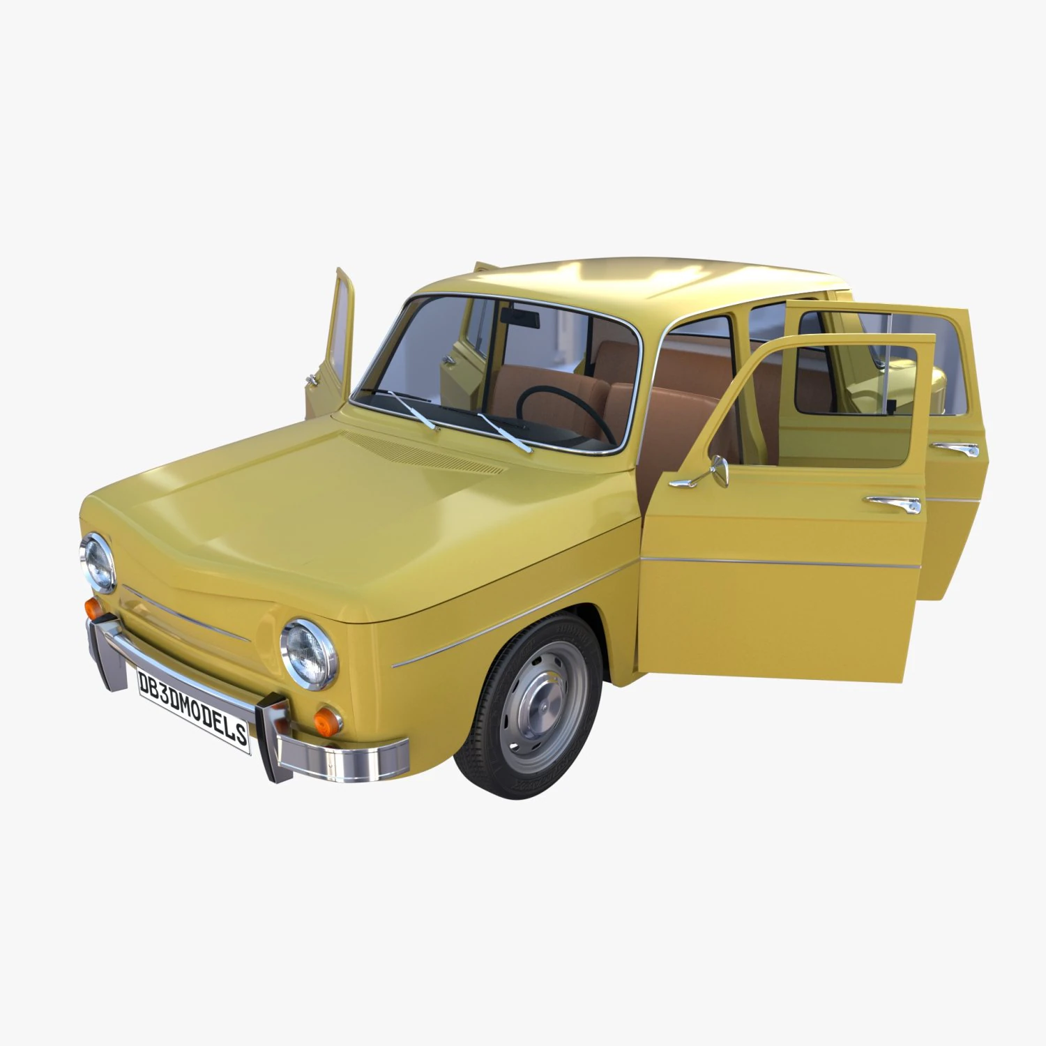 generic 60s european car with interior 3D Model .c4d .max .obj .3ds .fbx .stl .blend 