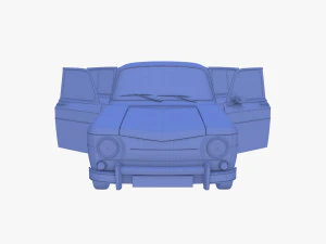 generic 60s european car with interior 3D Model