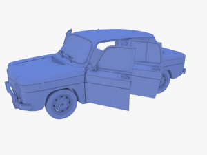 generic 60s european car with interior 3D Model