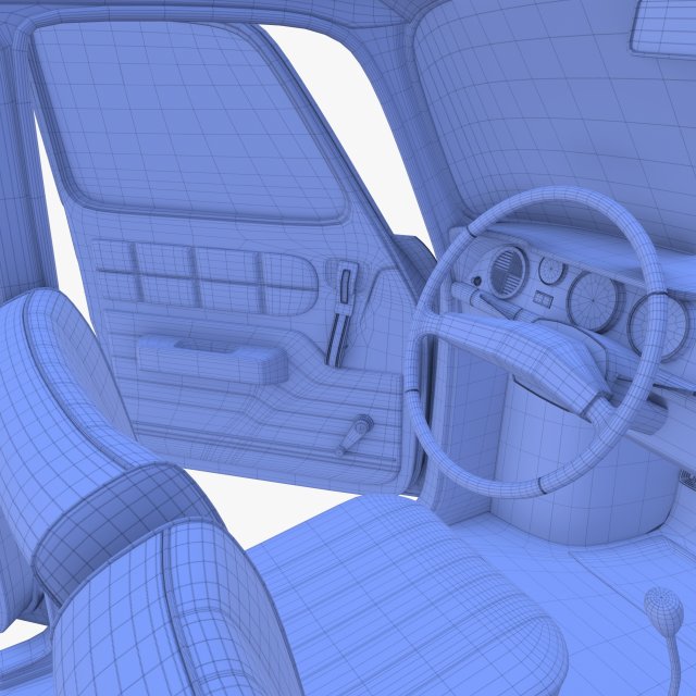 Download dacia 1100 with interior blue 3D Model