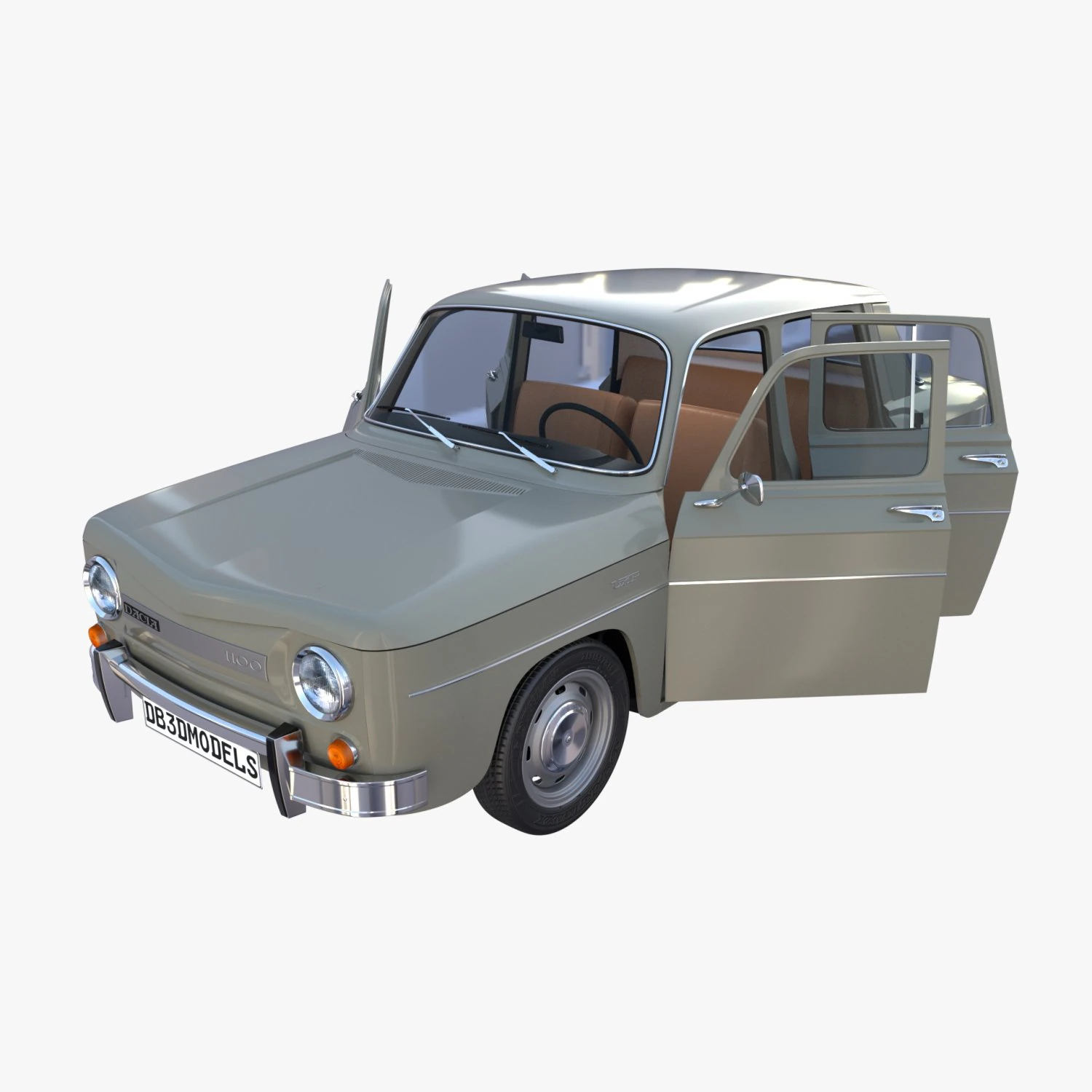 dacia 1100 with interior gray 3D Model .c4d .max .obj .3ds .fbx .stl .blend
