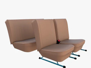 generic brown leather seats v2 3D Model