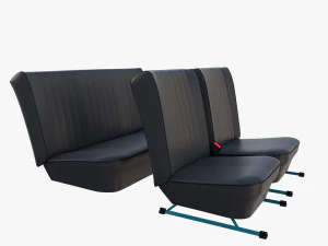 generic black leather seats v2 3D Model