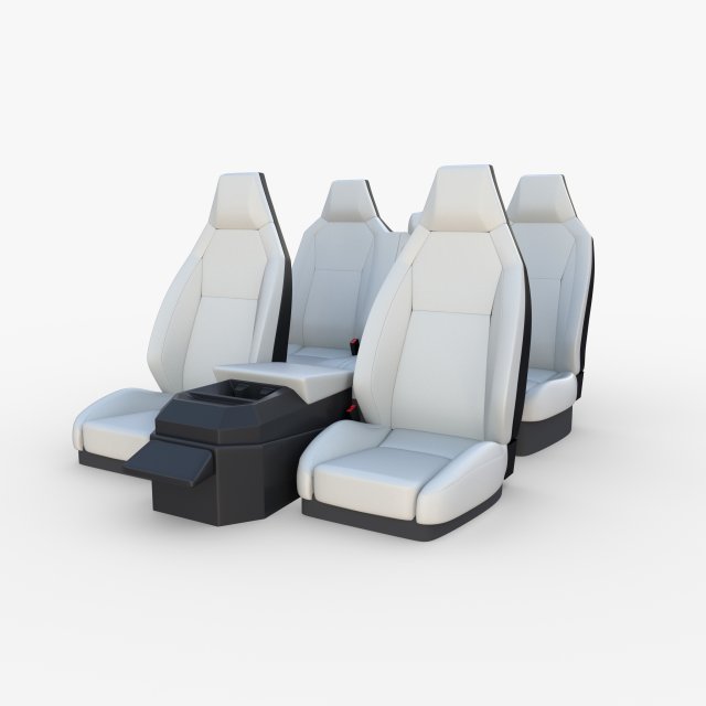 tesla cybertruck seats white Modello 3D .c4d .max .obj .3ds .fbx .stl .blend 