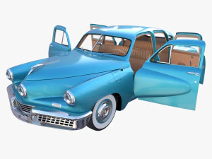 tucker 48 biru dengan interior Model 3D