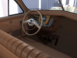Sed&aacute;n gen&eacute;rico de los a&ntilde;os 40 con interior. Modelo 3D