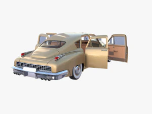 Sed&aacute;n gen&eacute;rico de los a&ntilde;os 40 con interior. Modelo 3D