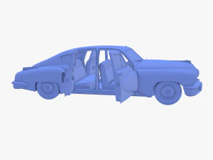 Sed&aacute;n gen&eacute;rico de los a&ntilde;os 40 con interior. Modelo 3D