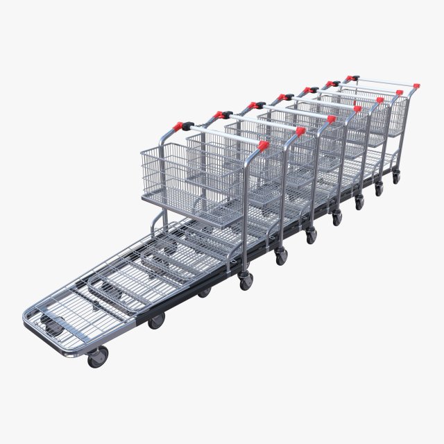 shopping cart stack v1 Model 3D .c4d .max .obj .3ds .fbx .stl .blend 