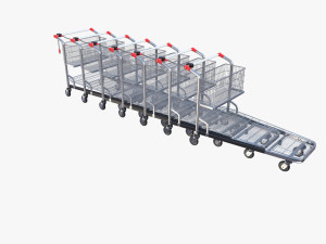 shopping cart stack v1 Model 3D