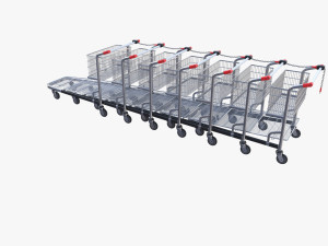 shopping cart stack v1 Model 3D