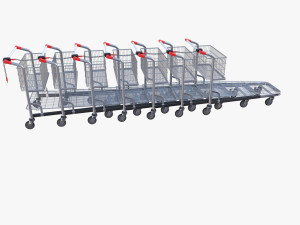shopping cart stack v1 Model 3D