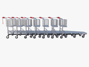 shopping cart stack v1 Model 3D