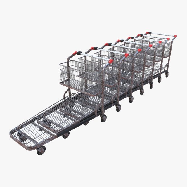 shopping cart weathered stack v1 Modello 3D .c4d .max .obj .3ds .fbx .stl .blend 