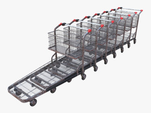 shopping cart weathered stack v1 3D Model
