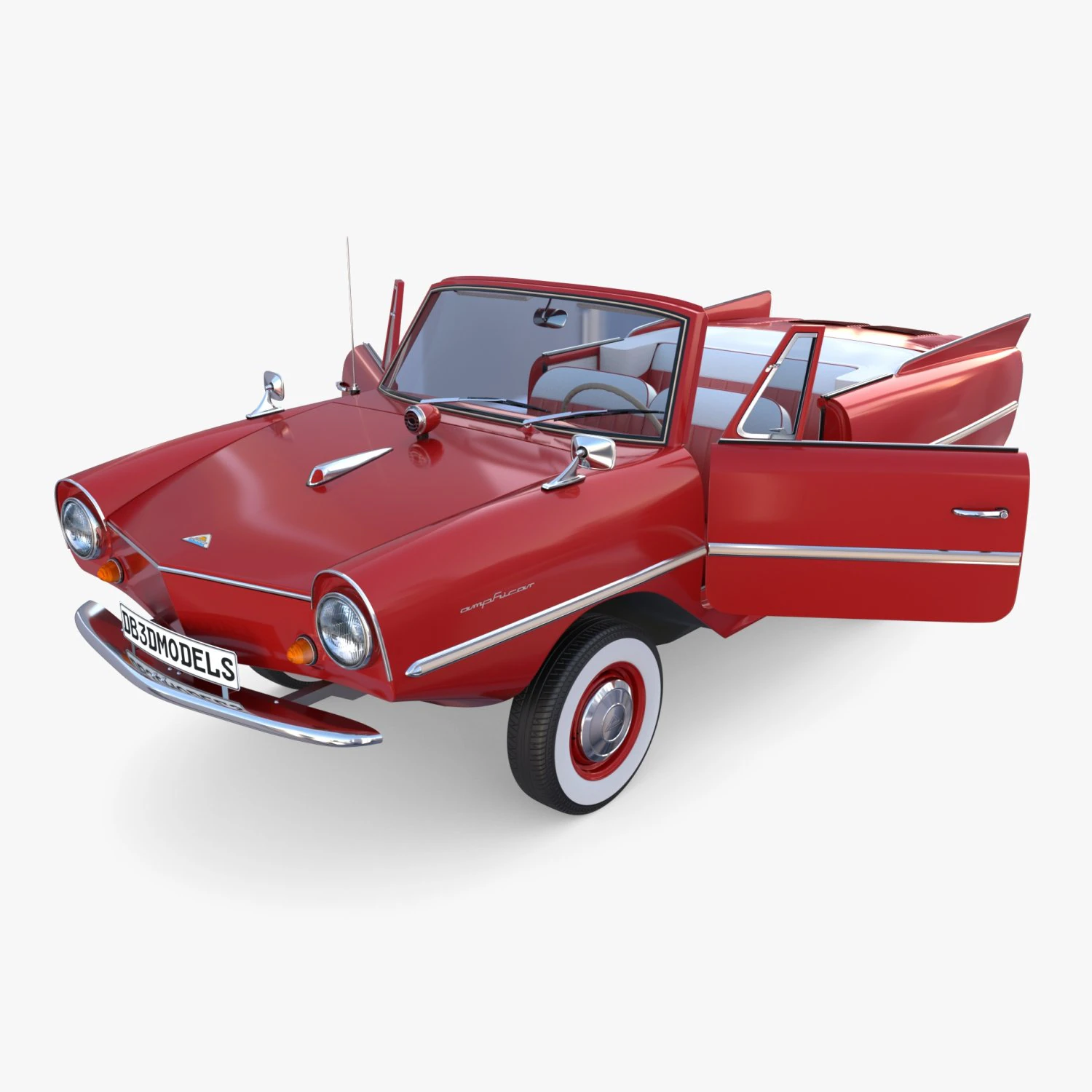 amphicar 770 red w interior 3D Model .c4d .max .obj .3ds .fbx .stl .blend 