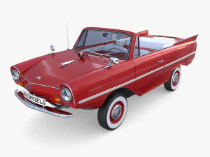 amphicar 770 red w interior 3D Model