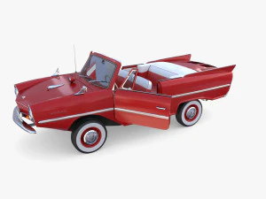 amphicar 770 red w interior 3D Model