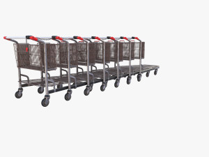 shopping cart weathered stack v2 3D Model