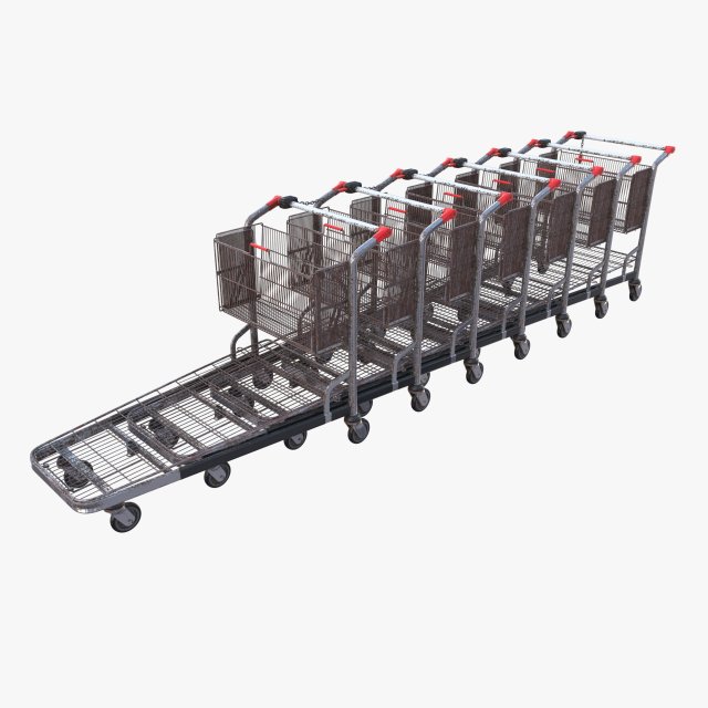 shopping cart weathered stack v2 3D Model .c4d .max .obj .3ds .fbx .stl .blend 