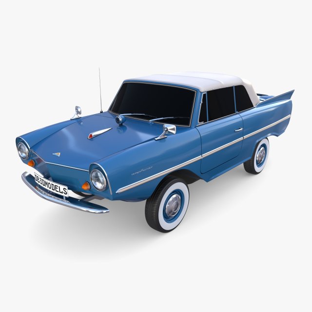 amphicar 770 blue top up Modelo 3D .c4d .max .obj .3ds .fbx .stl .blend 