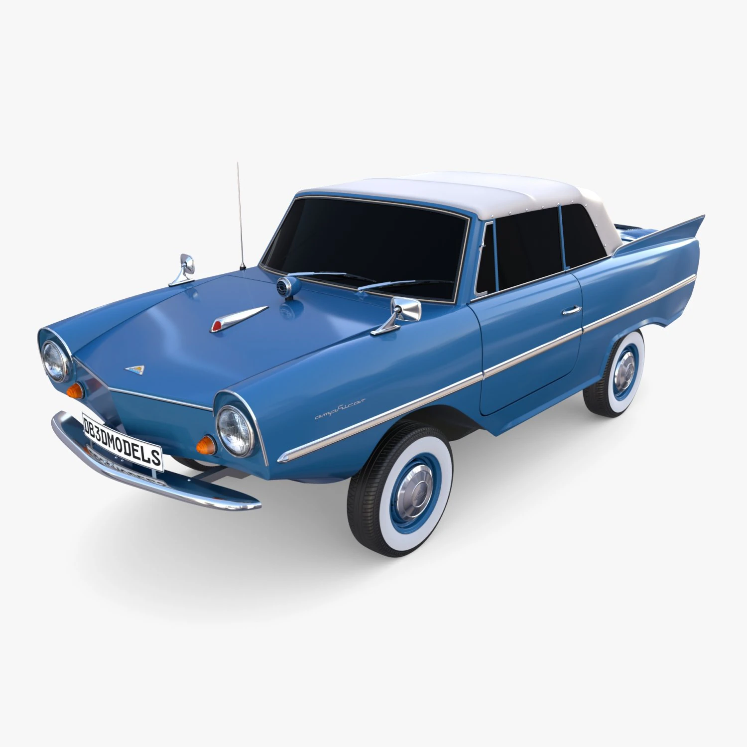 amphicar 770 blue top up 3D Model .c4d .max .obj .3ds .fbx .stl .blend 