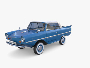 amphicar 770 blue w interior top up 3D 모델