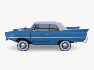 amphicar 770 blue w interior top up 3D 모델
