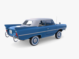 amphicar 770 blue w interior top up 3D 모델