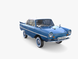 amphicar 770 blue w interior top up 3D 모델