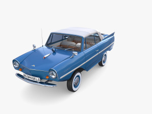amphicar 770 blue w interior top up 3D 모델