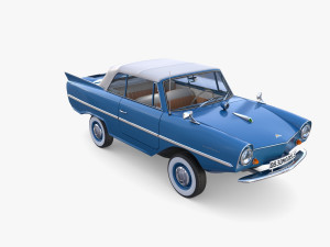 amphicar 770 blue w interior top up 3D 모델