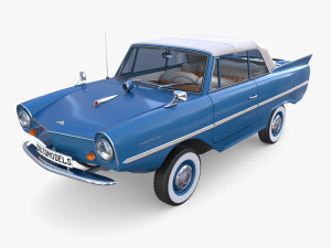 amphicar 770 blue w interior top up 3D 모델
