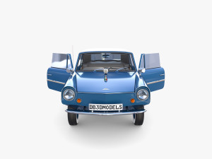 amphicar 770 blue w interior top up 3D 모델