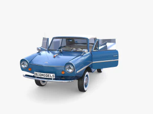 amphicar 770 blue w interior top up 3D Model