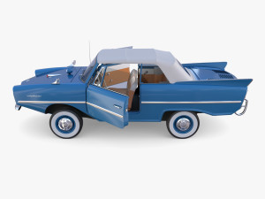 amphicar 770 blue w interior top up 3D 모델