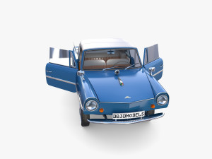 amphicar 770 blue w interior top up 3D 모델