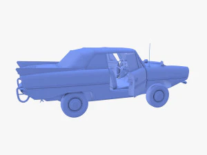 amphicar 770 blue w interior top up 3D Model