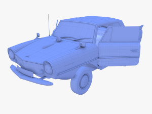 amphicar 770 blue w interior top up 3D 모델