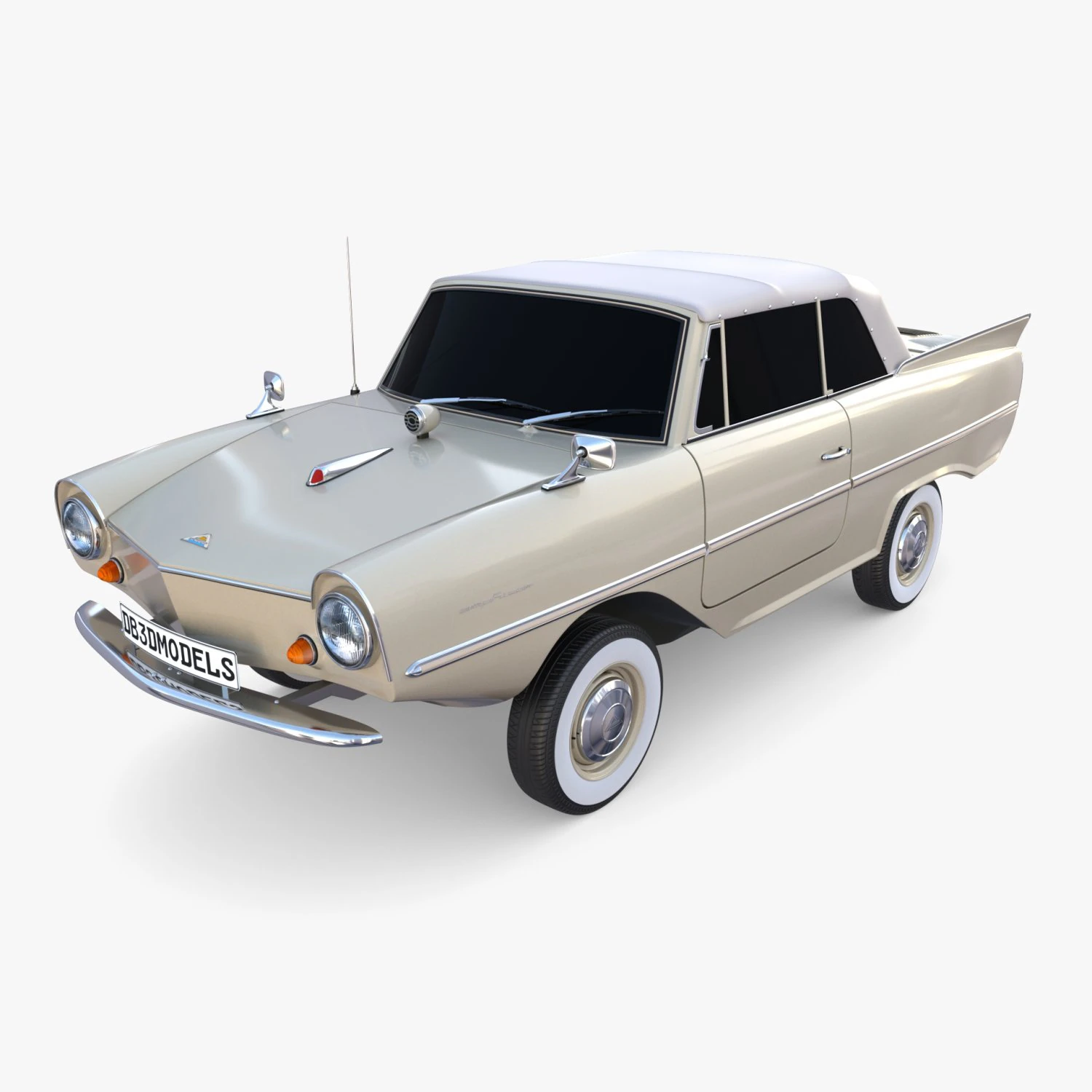 amphicar 770 cream top up 3D Model .c4d .max .obj .3ds .fbx .stl .blend