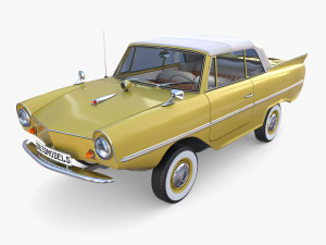 generic 60s amphibious w interior car top up 3D 모델