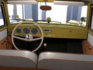 generic 60s amphibious w interior car top up 3D 모델