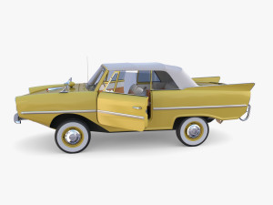 generic 60s amphibious w interior car top up 3D 모델