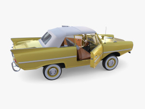 generic 60s amphibious w interior car top up 3D 모델