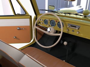 generic 60s amphibious w interior car top up 3D 모델