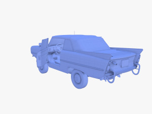 generic 60s amphibious w interior car top up 3D 모델