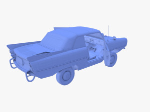 generic 60s amphibious w interior car top up 3D 모델