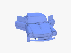 generic 60s amphibious w interior car top up 3D 모델
