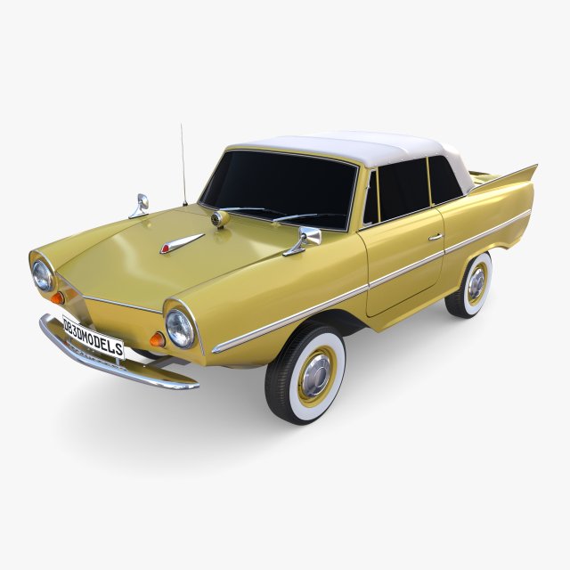 generic 60s amphibious car top up 3D Модель .c4d .max .obj .3ds .fbx .stl .blend 